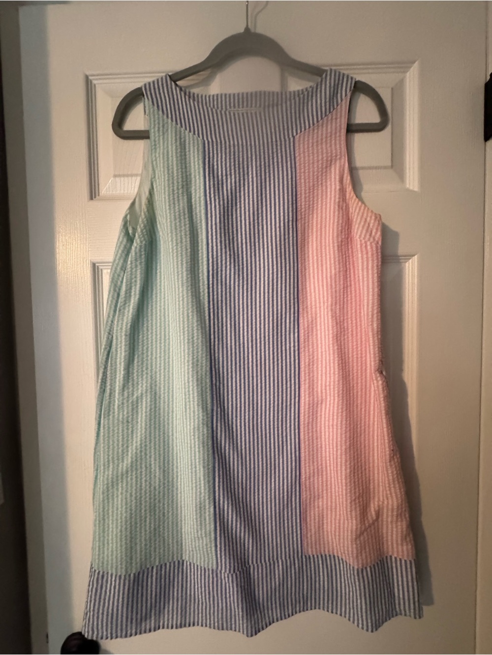 Vineyard Vines Pastel Stripe Colorblock Seersucker Dress - Pink, Blue, Mint